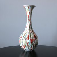 Große Vintage Vase 1970S Tropfglasur Handbemalt Gesprenkelte Splatterglasur 40 cm von CityOfTomorrow