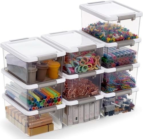 Citylife 10er-Set 1.25L Aufbewahrungsbox mit Deckel Klein, Stapelbar Transparente Griff Clips Kleinteile Kiste Elastisch, Robust Plastik Boxen für Lego und Bastelsachen gekauft, 17.7 x 13 x 8.2cm von Citylife