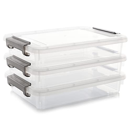 Citylife 4.5L-3er Set Aufbewahrungsbox a4 mit Deckel, Plastic Storage Bins transparente File Box für die Organisation von A4 Papier, Foto, Dokument, Büro, 37x26x7cm von Citylife