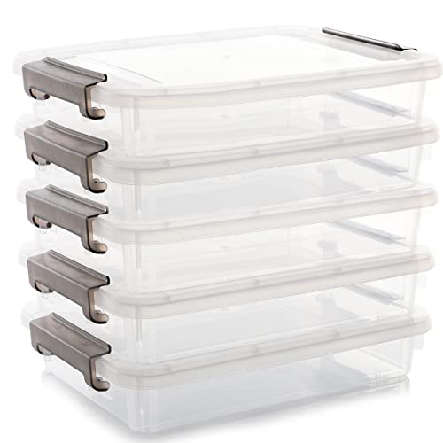 Citylife 4.5L-5er Set Aufbewahrungsbox mit Deckel Klein, Plastic Storage Bins transparente File Box für die Organisation von A4 Papier, Foto, Dokument, Büro, 37x26x7cm von Citylife