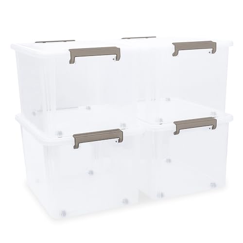 Citylife 4er-Set 55L Aufbewahrungsbox mit Deckel Groß, Stapelbar Plastikboxen zum Organisieren Große aufbewahrungsboxen für Garage, Schrank, Klassenzimmer, Küche, 55.5 x 41 x 32.5 cm (4Pack, 55L) von Citylife