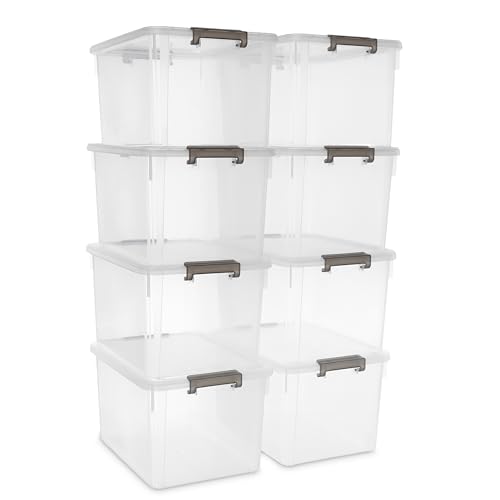 Citylife 8er-Set 40L Aufbewahrungsbox mit Deckel Groß, Stapelbar Plastikboxen zum Organisieren Große aufbewahrungsboxen für Garage, Schrank, Klassenzimmer, Küche, 52.4 X 38.4 X 29.8 cm (8Pack, 30L) von Citylife