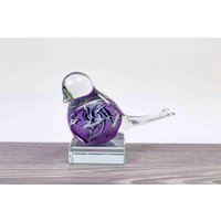 Mini-Urne | Urne Vogel Lila Weißer Streifen Glas von CityofGlassShop
