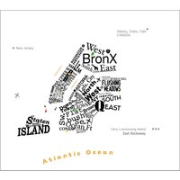 Nyc Map Sticker 5 Stadtviertel in Worten & Symbolen von Citystic