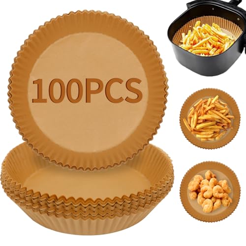 Ciusdkler Airfryer Backpapier Rund, 100 Stück Einweg Antihaft-Öl Pergamentpapier Liner, Backpapier für Heißluftfritteuse Ninja AF300EU AF400EU(6.3 IN) von Ciusdkler