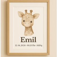Personalisierte Geburtsanzeige Mit Giraffe - Baby Poster Name, Datum & Gewicht Geschenk Zur Geburt Kinderzimmer Deko Personalisierte Geburtsanzeige Mit Giraffe - Baby Poster Name, Datum & Gewicht Geschenk Zur Geburt Kinderzimmer Deko von CivanaDesigns