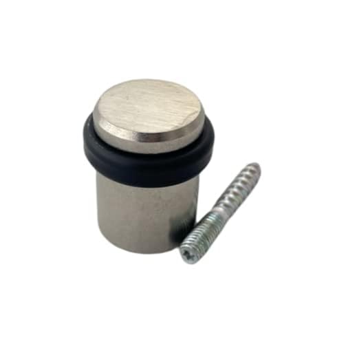 Civic Inoxor Türstopper aus gebürstetem Edelstahl und Ring aus schwarzem Elastomer, Durchmesser 25 mm und Höhe 30 mm von Civic industrie