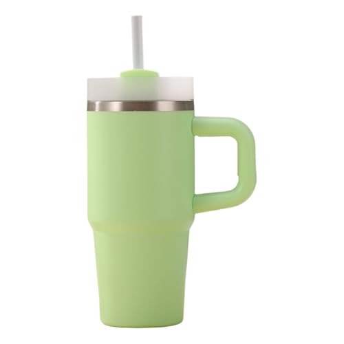 Edelstahl Vakuum-Flasche & Watersy Thermobecher - Auto-Tasse mit Griff (Owala Stil) - Mehrfarbiger Trinkbecher/Thermos mit Strohhalm & Deckel - Reisebecher (Mameido Stil) (Green) von CiwDehuanle
