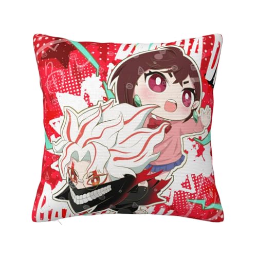 Dan Da Dan Anime Kissenbezug 45x45 cm Leinen Sofakissen Bezug Okarun Turbo Granny Anime Pillowcase, Quadratischer Manga Kissenbezug Geschenk von Ciyoulio