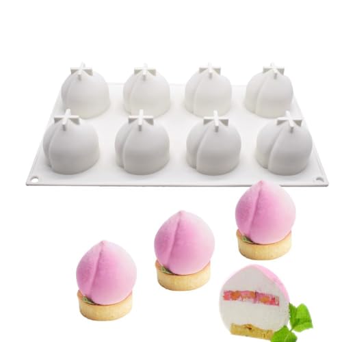 3D-Silikonform in Pfirsichform, Dessert-Silikonform zum Backen, Fondantform, Obstform, Zucker, Süßigkeiten, Gelee, Backgeschirr, Pralinenform (8-Pfirsich) von Cjeuxnr