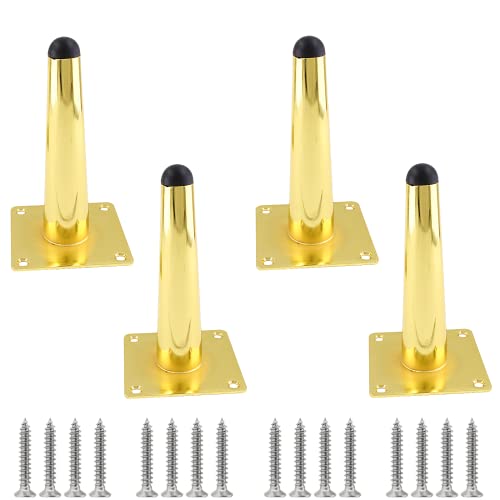 Cjueiom 10 cm gerade Möbelbeine, goldfarbene Sofabeine, 4 Stück, Mitte des Jahrhunderts, Couchtischbeine, konische Stuhlfüße, Metallschrankbeine, Ersatz für Schrank-Ottomane (CJ163) von Cjueiom