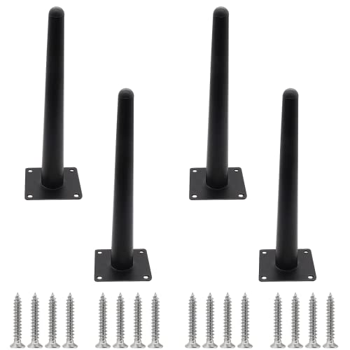 Cjueiom 25 cm gerade Möbelbeine schwarz Sofabeine Mitte Jahrhundert Couchbeine Schwerlast Couchtischbeine Konische Stuhlfüße Metall Schrankbeine Ersatz für Schrank Ottomane von Cjueiom