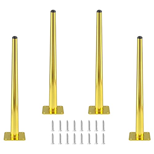 Cjueiom 40 cm gerade Möbelbeine Gold Sofabeine Mitte Jahrhundert Couchbeine Schwerlast Couchtischbeine Konische Stuhlfüße Metall Schrankbeine Ersatz für Schrank Ottomane von Cjueiom