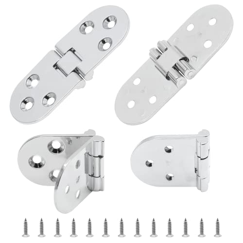 Cjueiom Klapptischscharnier mit Schrauben, 180-Grad-Scharnier, rund, Chrom, kleine Scharniere, Klappscharnier, Zinklegierung, Scharniere für Schrank, Schublade, Holzkiste (Silber), 4 Stück von Cjueiom