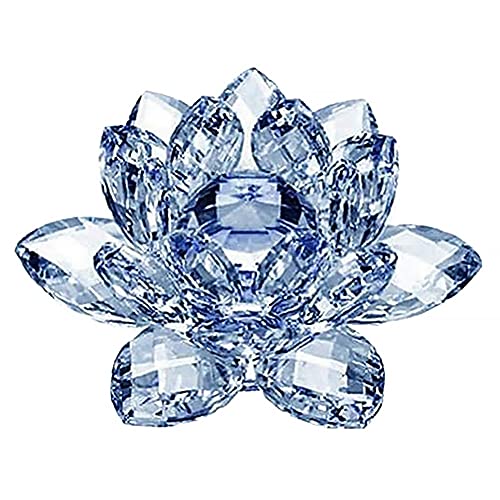 Cjuide Blaue Kristall Blumen Ornamente Kristall Lotus Innen Dekoration Kristall Glas Lotus Ornamente Kreativ (Klein) von Cjuide