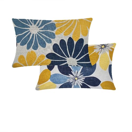 Kissenbezug 40x80cm Gelb Outdoor Kissenbezug Wasserdicht Zierkissenbezüge Blumen Samt Sofakissen Mit Unsichtbarem Reißverschluss 2 er set Für Garten Stuhl Deko Wohnzimmer Geschenke Für Frauen T91 von Cjwcclcn