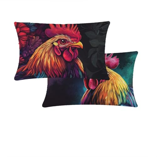 Outdoor Kissenbezug 50x60cm Rot Kissenbezug Herbst Garten Zierkissenbezüge Türkis Leinen Sofakissenbezüge Doppelseitiges Druckdesign 2 er set Für Deko Wohnzimmer Schlafzimmer Stuhl Sofa Balkon T98 von Cjwcclcn