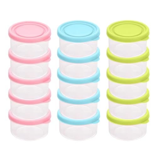 Cjytdkj Kleine Dosen mit Deckel Plastik, 15 Stück Bunte Snackdosen, Auslaufsichere Push Design Plastikbehälter, Wiederverwendbare Snackdose für Mittagessen Joghurt Obst von Cjytdkj