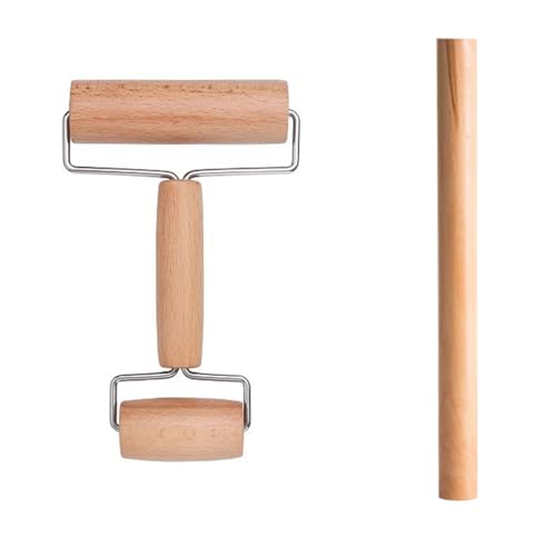 Doppelkopf Holz Nudelholzs, 2 Stück Doppel Nudelholz Set, Teigroller Nudelholz mit Zwei Rollen für Hausbacken Gebäck Pizza Knödel Haut Doppelkopf Holz Nudelholzs, 2 Stück Doppel Nudelholz Set, Teigroller Nudelholz mit Zwei Rollen für Hausbacken Gebäck Pizza Knödel Haut von Cjytdkj