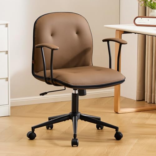 Ckaff Homeoffice Stuhl, Bürostuhl aus PU Leder, Schreibtischstuhl mit Abnehmbaren Armlehnen, Höhenverstellbar Drehstuhl Schminkstuhl 120° Wippfunktion Computerstuhl für Schlafzimmer Büro, Braun Ckaff Homeoffice Stuhl, Bürostuhl aus PU Leder, Schreibtischstuhl mit Abnehmbaren Armlehnen, Höhenverstellbar Drehstuhl Schminkstuhl 120° Wippfunktion Computerstuhl für Schlafzimmer Büro, Braun von Ckaff