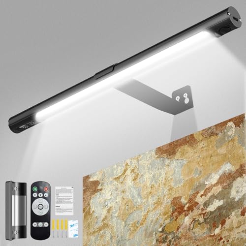 CkeyiN Pro Kabellose Bildleuchte mit Fernbedienung, Wiederaufladbare Wandleuchte mit 3 Leuchtmodi 4 Timer,Kann in Kleiderschränken, Schränken, Schlafzimmern, Treppen, Fluren (Schwarz) von CkeyiN Pro
