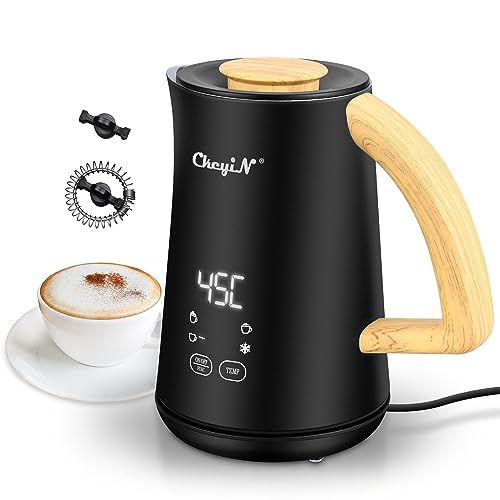 CkeyiN Milchaufschäumer 500ml, 4 in 1 Elektrisch Automatischer Milchschäumer für Warme,Kalte Milch,Latte, Cappuccino,500W Edelstahl Antihaft Milk Frother von CkeyiN