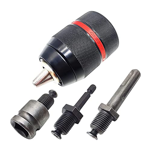 ClAZTyict 1,5-13 Mm Schnellspannbohrfutter 1/2-20 UNF mit SDS-Plus-Schaft 1/4 Sechskantschaft 1/2 SteckschlüSsel-Adapter von ClAZTyict