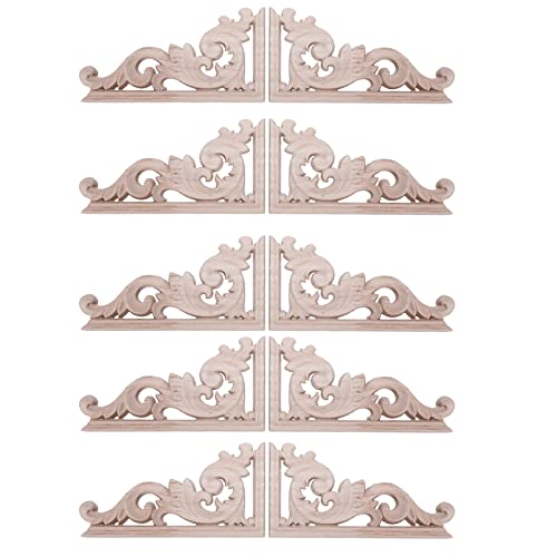 ClAZTyict 10 Stück Links + Rechts (Je 5 Stück) Vintage Geschnitzt Ecke Onlay MöBel Wand Unlackiert Frame Applique von ClAZTyict