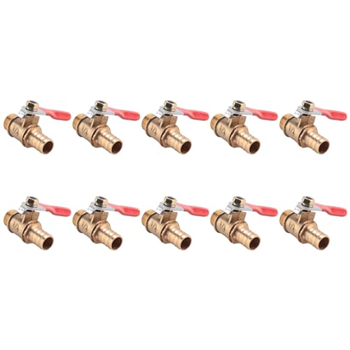 ClAZTyict 10 Stücke 10mm x 1/4 Pt Außengewinde Vollanschluss Hebelgriff Widerhaken Messing Kugelhahn von ClAZTyict