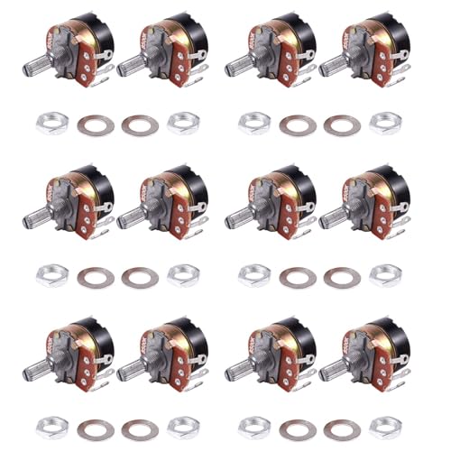 ClAZTyict 12Pcs 500K Ohm Single Linear Taper Potentiometer mit ein/Aus-Schalter von ClAZTyict