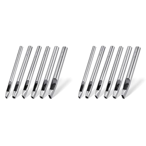 ClAZTyict 12X 6 Größen Ovaler Locher für Leder, 6 Mm-10 Mm, Hohles Lederhandwerk, Handstanzwerkzeug-Set für Lederhandwerk. von ClAZTyict