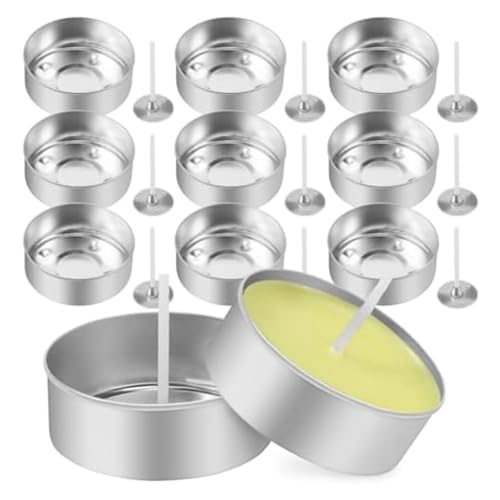 ClAZTyict 150 Stück Teelichtbecher Aus Aluminium, mit 150 Stück Kerzendochten, Leere Kerze für Kerzenliebhaber von ClAZTyict