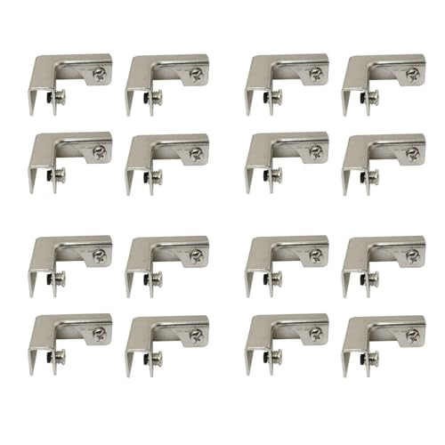 ClAZTyict 16 StüCk L Typ Glasbefestigungsclip 2-Wege-Glasverbinder für 6-10 mm MöBelbeschläGe GlaszubehöR von ClAZTyict