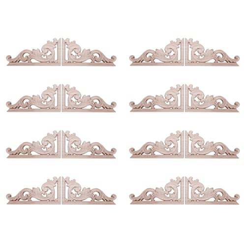 ClAZTyict 16 Stück Links + Rechts (Je 8 Stück) Vintage Geschnitzt Ecke Onlay Möbel Wand Unlackiert Frame Applique von ClAZTyict