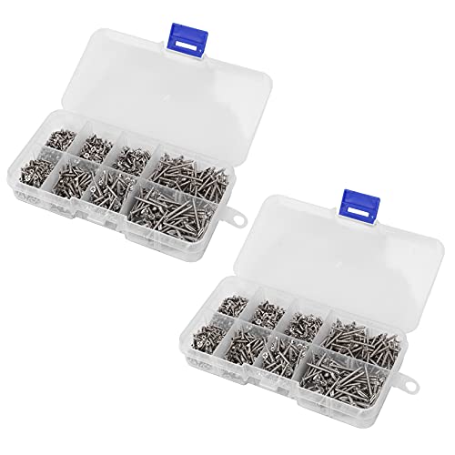 ClAZTyict 1600 Stuecke Edelstahl Selbstschneidende Schraube Sortiment Kit Kontermutter Holzgewinde Nagelschraube Sets M2 von ClAZTyict