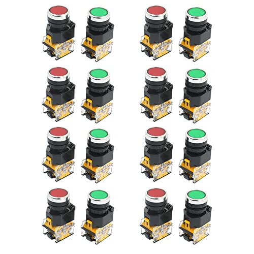 ClAZTyict 16Pcs 22mm Mount 10A 380V DPST Rot Grün Momentary Push Button Switch von ClAZTyict