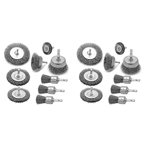 ClAZTyict 18-Teiliges Grob-Crimp-Draht-Rad-Cup-Pen-Bürsten-Set für Bohrer, Kohlenstoffstahl-Drahtbürste mit Sechskantschaft zum Entfernen Von Farbe ClAZTyict 18-Teiliges Grob-Crimp-Draht-Rad-Cup-Pen-Bürsten-Set für Bohrer, Kohlenstoffstahl-Drahtbürste mit Sechskantschaft zum Entfernen Von Farbe von ClAZTyict