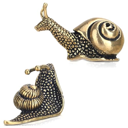 ClAZTyict 2 Stück Schneckendekoration für Den Außenbereich, Teich, Garten, Schneckenfigur, Messingschnecke mit Dekoreffekt, die Bedeutung der Schnecke, Langsam Gehen von ClAZTyict