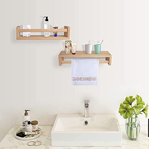 ClAZTyict 2-Teiliges BüCherregal, Schwimmendes Wand Regal Aus Natur für Kinder, Kinder Regale für die Wand, Badezimmer, KüChen GewüRz Regal von ClAZTyict