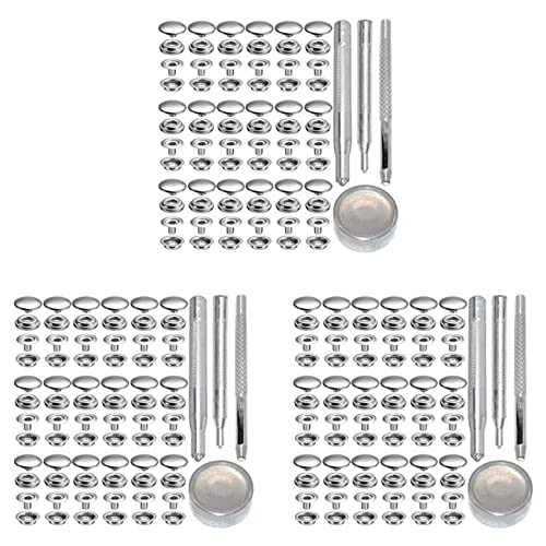 ClAZTyict 216Pcs 15MM Edelstahl-Verschluss Druckknopfknopfknopf Für Marineboot-Leinwand mit Stanzset-Werkzeugsatz Silber von ClAZTyict