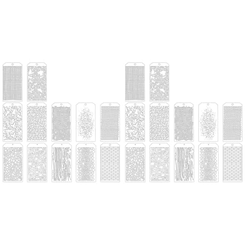 ClAZTyict 24-Teilige Schablonen für Basteln, Brick-Dot-Schichtschablonen, Mixed-Media-Kunst-Texturschablonen für Malen auf Kartenherstellung von ClAZTyict