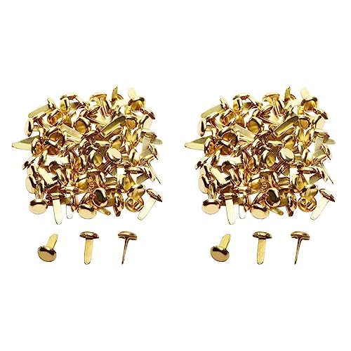 ClAZTyict 2Stück 1/2 Messing Papier Befestigungen, Mini Papier Befestigungen für Projekte, Dekorative DIY Verbrauchsmaterialien, 8 x 14 mm (Gold) von ClAZTyict