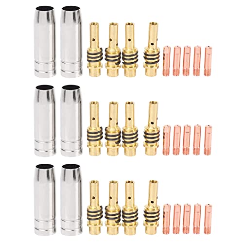 ClAZTyict 33 Teile/Satz Mig Schweiß DüSe SchweißEr DüSen Gold Spitzen Halter Tipps 0,040 Gas Diffusor Set für Taschenlampen von ClAZTyict