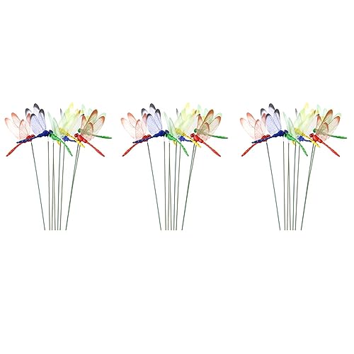 ClAZTyict 36 Stück Künstliche Libelle Schmetterlinge Garten Dekoration Außen Simulation Libelle Pfähle Yard Pflanze Lawn Stick von ClAZTyict