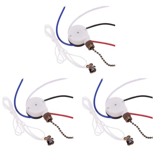 ClAZTyict 3X Deckenventilator-Schalter-Kit 3-Gang-4-Draht-Ventilatorschalter-Reißverschluss-Geschwindigkeitssteuerschalter, ZE-208S-Zugdrahtschalter mit Seil Bronze von ClAZTyict
