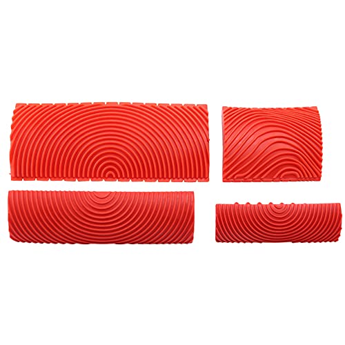 ClAZTyict 4 StüCk Maserung Werkzeug Set Gummi Maserung Muster Wandfarbe Mal Werkzeug für Wand Malerei Dekoration DIY von ClAZTyict
