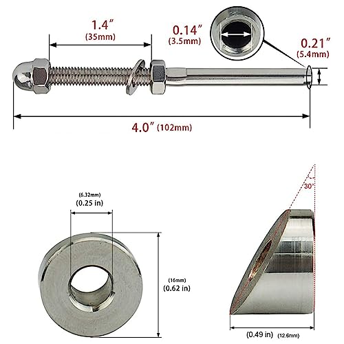 ClAZTyict 40 Paar 1/8 Kabelgeländer Kits 30 Grad Abgeschrägte Unterlegscheibe mit Gewindebolzen Spannend Anschluss für Terrassendielen ClAZTyict 40 Paar 1/8 Kabelgeländer Kits 30 Grad Abgeschrägte Unterlegscheibe mit Gewindebolzen Spannend Anschluss für Terrassendielen von ClAZTyict