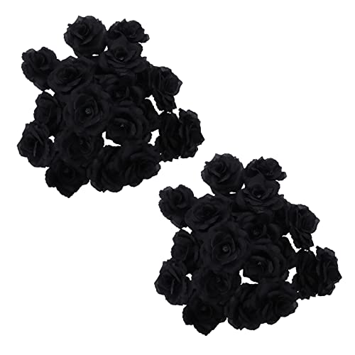 ClAZTyict 40 STK. Schwarze Rose kuenstliche Seide Party Hochzeit Haus Buero Garten Shop DIY von ClAZTyict