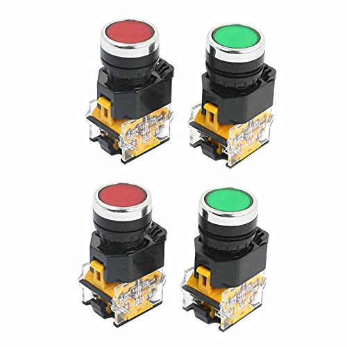 ClAZTyict 4Pcs 22Mm Mount 10A 380V DPST Rot GrüN Momentary Push Button Switch von ClAZTyict
