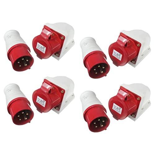 ClAZTyict 4X 16A 5-Poliger Stecker & Buchse Wetter IP44 3 Phase 380-415V 3P + N + Erde 16A von ClAZTyict